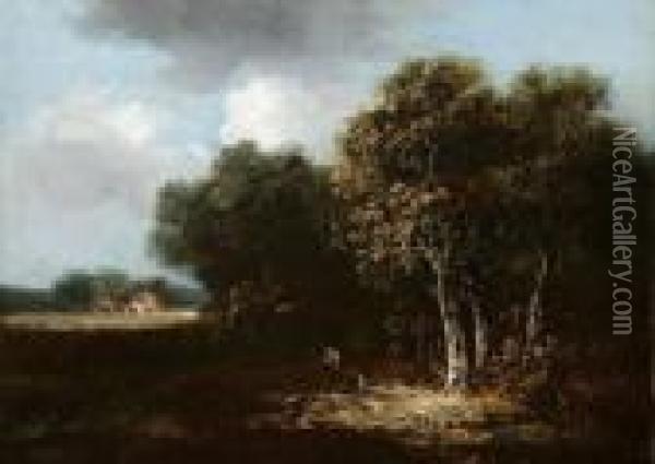 Traveler And Dog On A Country Road Oil Painting - John Crome