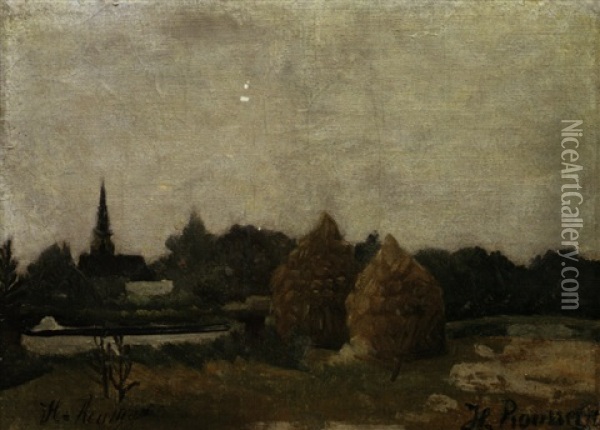 Landschaft Mit Heustocken Oil Painting - Henri Rousseau