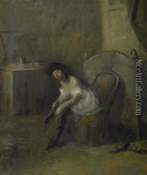 Danseuse Shabillant Oil Painting - Jean-Louis Forain