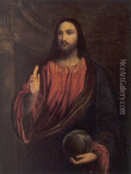 Cristo Pantocratore Oil Painting - Paris Bordone