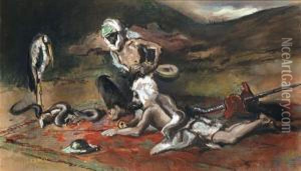 L'attaque Du Serpent Oil Painting - Albert Weisgerber