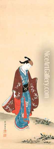 Elegant young kabuki actor Oil Painting - Nishikawa Sukenobu