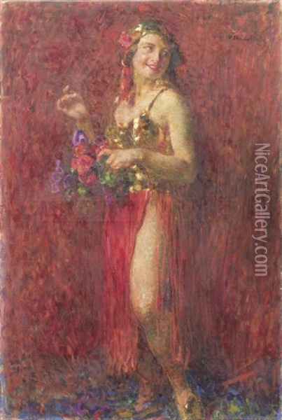 Danzatrice Circassa Oil Painting - Plinio Nomellini