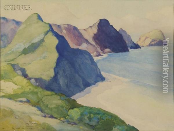 A View Of The California Coast,big Sur Country Oil Painting - Hoyland B. Bettinger