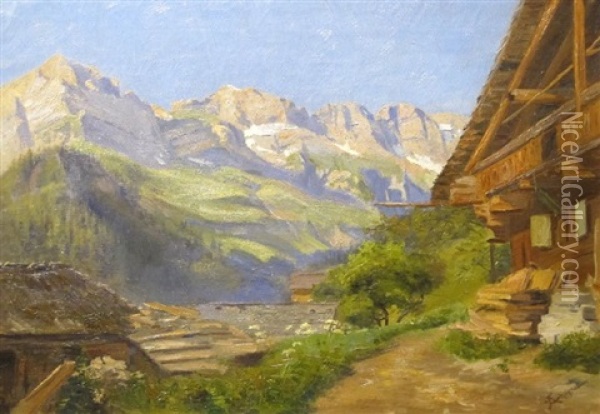 Champery Et Les Dents Blanches Oil Painting - Max Robert Theynet