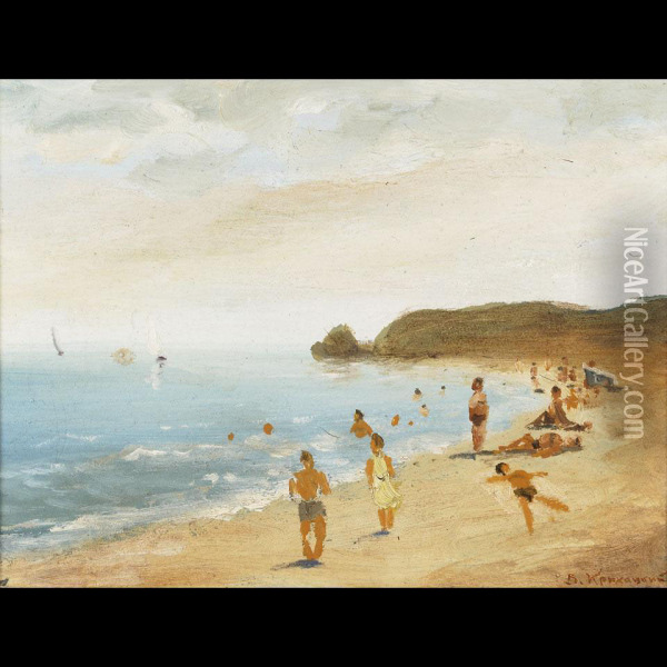 At The Beach Oil Painting - Wladimir G. Krikhatzkij