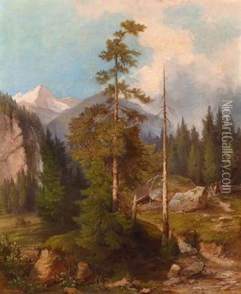 Blick Auf Den Grosglockner Von Kals Aus Oil Painting - Jakob Canciani