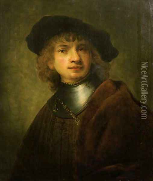 A youth in a cap and gorget Oil Painting - Rembrandt Van Rijn
