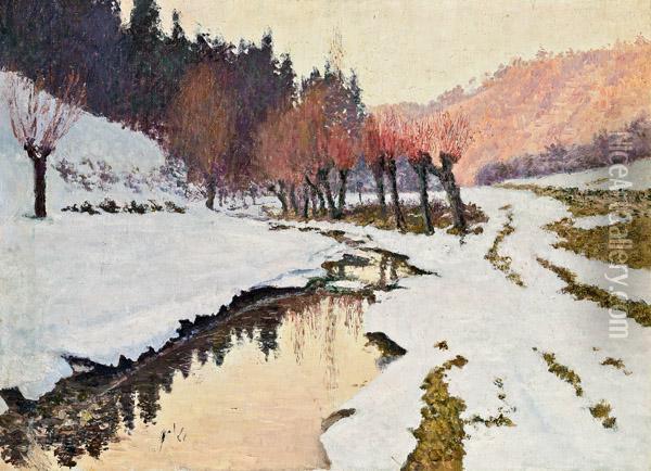 Winterlandschaft Mit Weiden Oil Painting - Paul Lumnitzer