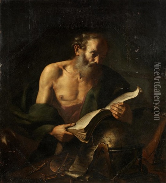 A Philosopher Oil Painting - Giuseppe Vermiglio