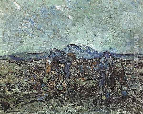 Peasants Lifting Potatoes Oil Painting - Vincent Van Gogh