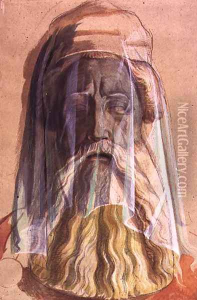 Drawing of the Head of Charlemagne 742-814 in his grave, 1846-1847 Oil Painting - Alfred Rethel