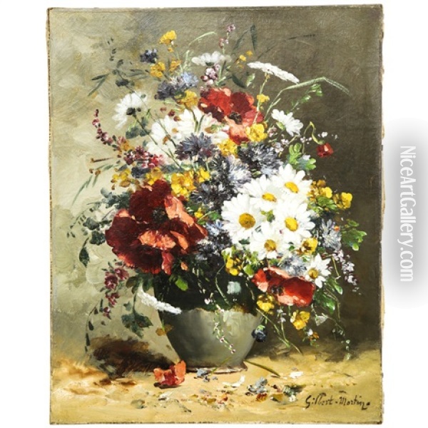 Bouquet And Vase Oil Painting - Charles Gilbert-Martin