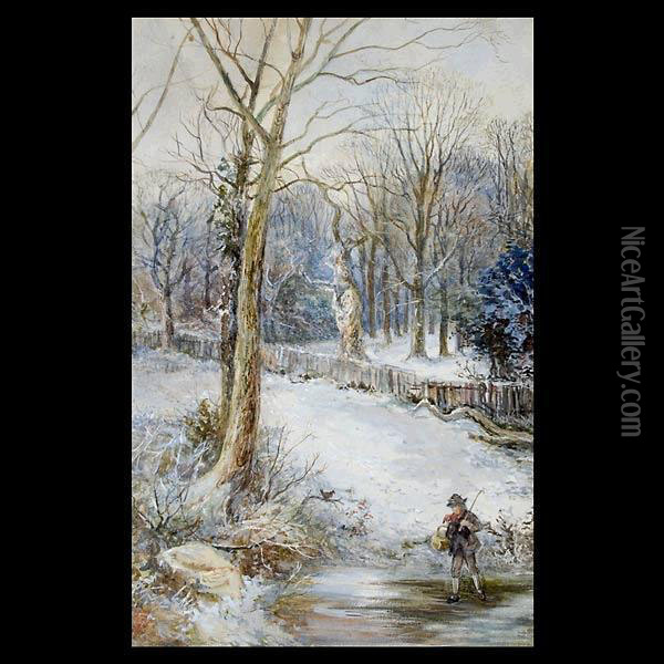 Winter Landscape. Oil Painting - Myles Birket Foster