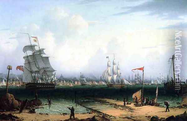 View of Liverpool from Cheshire Oil Painting - Robert Salmon