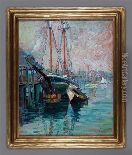 Boats In The Harbor Oil Painting - Frances Hudson Storrs