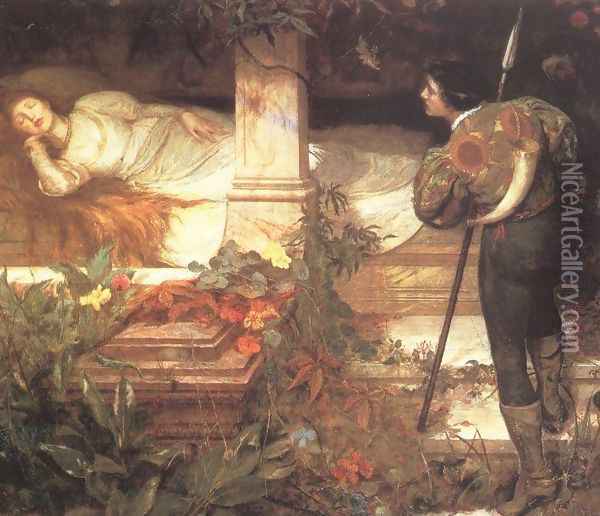 Sleeping Beauty Oil Painting - Edward Frederick Brewtnall