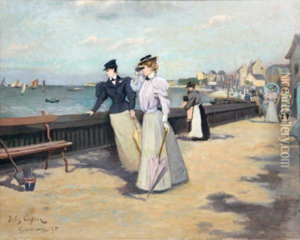 Promenade A Grandcamp Oil Painting - Jules Cayron