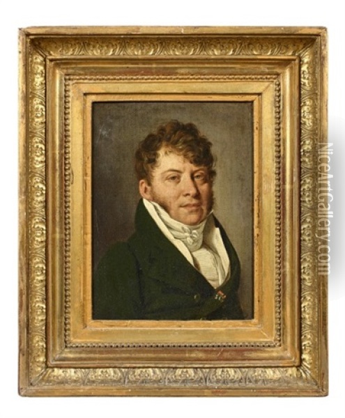 Portrait D'homme En Redingote Verte Portant Trois Decorations Oil Painting - Louis Leopold Boilly