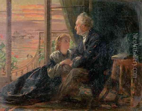 Evening Tales Oil Painting - George Elgar Hicks