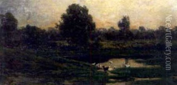 Woodland Pond Oil Painting - Charles Francois Daubigny