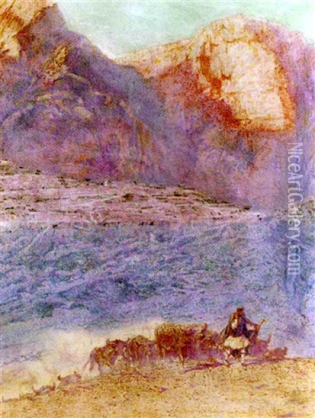 A View Of Delphi Oil Painting - Franz (Bernard) Gailliard