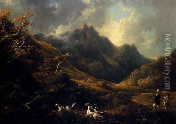 Shooting In The Highlands Oil Painting - Charles Henry Schwanfelder