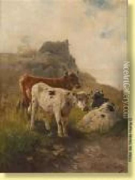 Vaches En Bord De Mer Oil Painting - Henry Schouten