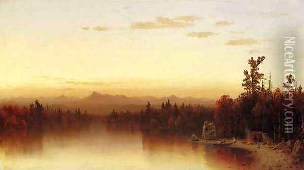 A Twilight in the Adirondacks Oil Painting - Sanford Robinson Gifford