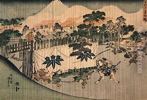 The Soga Brothers killing Ten Enemies Oil Painting - Utagawa Kunisada