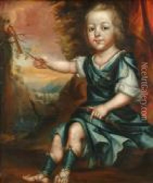 Portraitof A Boy With A Parrot, Believed To Depict Prince William Oil Painting - Charles Jervas