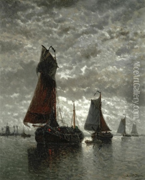 Aurore D'hiver Sur La Meuse Oil Painting - Auguste Henri Musin