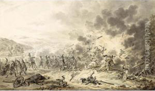 An Explosion On A Battle Field Oil Painting - Dirck Langendijk