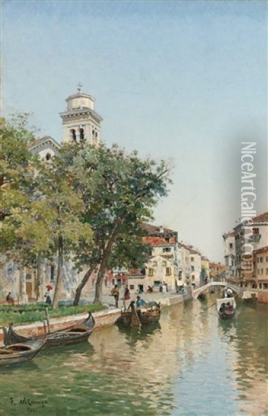 Along The Canal Oil Painting - Federico del Campo