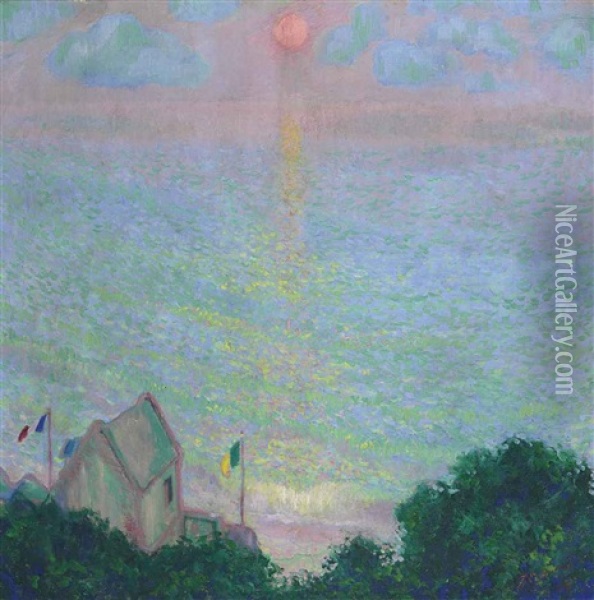 Coucher De Soleil A Veules-les-roses Oil Painting - Theodore Earl Butler