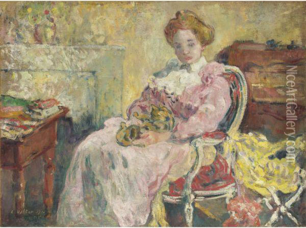 Femme Au Chat Sur Les Genoux Oil Painting - Louis Valtat