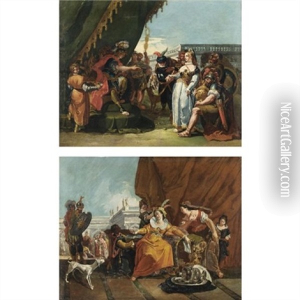 La Continenza Di Scipione (+ Sofonisba Riceve Il Veleno; Pair) Oil Painting - Francesco Salvator Fontebasso