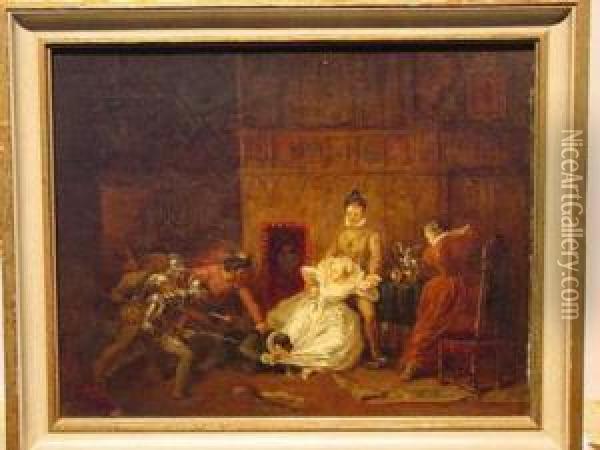 The Murder Of The Lover Of Mary Stuart Oil Painting - Hugo Von Blomberg