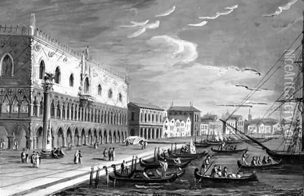 The Doge's Palace and the Riva degli Schiavoni Oil Painting - Carlo Grubacs