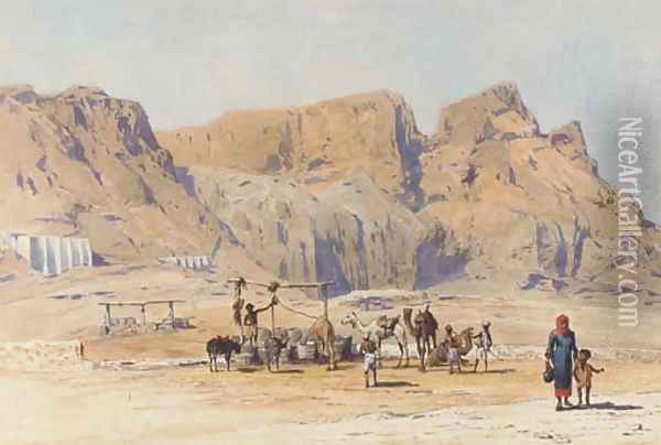 A camel train at Aden Oil Painting - Charles Wilda
