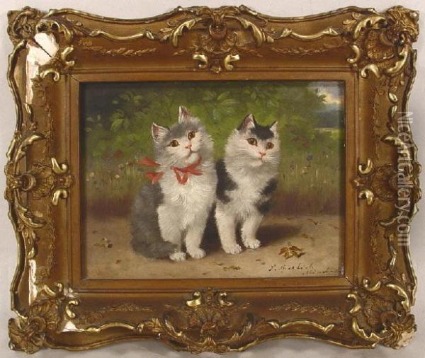 2 Cats In Agarden Oil Painting - Sophie Sperlich