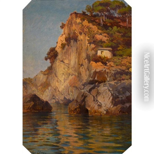 Felsige Uferpartie Oil Painting - Jean-Baptiste-Arthur Calame