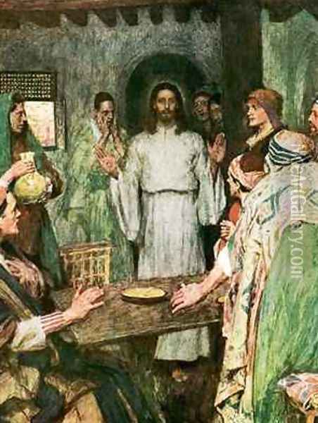 Then came Jesus and stood in their midst Oil Painting - William Hatherell