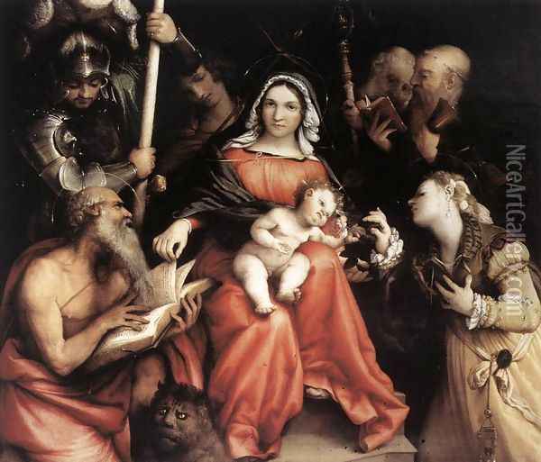 Mystic Marriage of St Catherine 1524 Oil Painting - Lorenzo Lotto