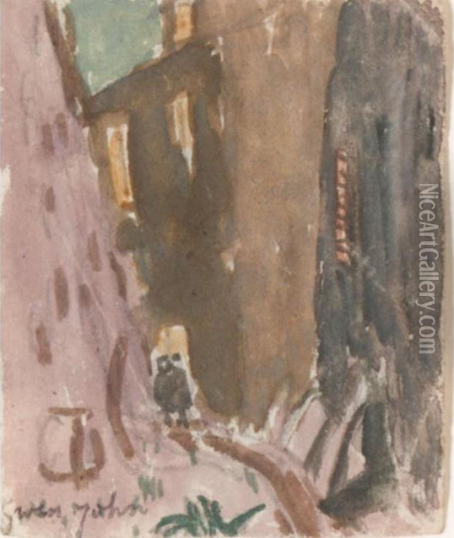 Houses At Dusk, Meudon Oil Painting - Gwendolen John