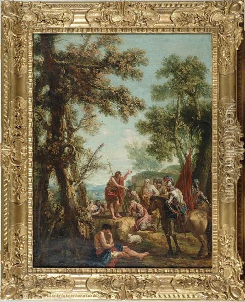 La Predica Del Battista Oil Painting - Gaspare Diziani