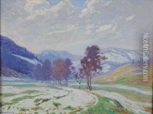 Vallee Enneigee, Hiver Oil Painting - Paul Madeline