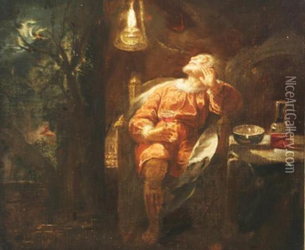 Gentleman Seated With Wine Glass Oil Painting - Johann Henry Fuseli