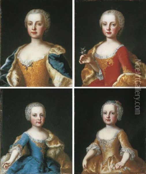Portrait Of Maria Anna, The Daughter Of The Empress Maria Theresa Of Austria, Bust-length (+ 3 Others; 4 Works By Martin Van Mytens Ii And His Studio) Oil Painting - Martin van Meytens the Younger