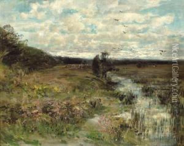 Landschap Met Herder (1892) Oil Painting - Gustave Den Duyts
